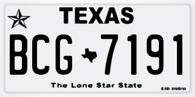 TX license plate BCG7191