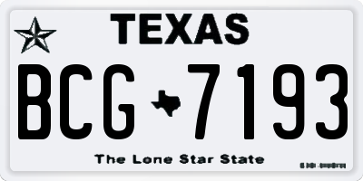TX license plate BCG7193