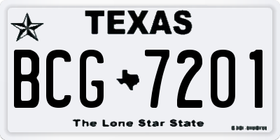 TX license plate BCG7201