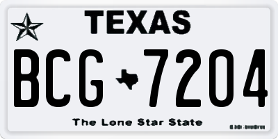 TX license plate BCG7204