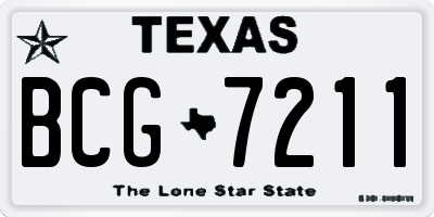 TX license plate BCG7211