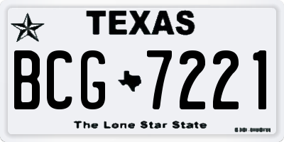 TX license plate BCG7221