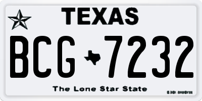 TX license plate BCG7232