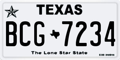 TX license plate BCG7234