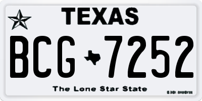 TX license plate BCG7252