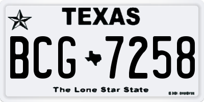 TX license plate BCG7258