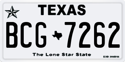 TX license plate BCG7262
