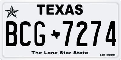 TX license plate BCG7274