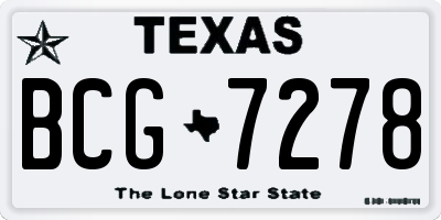 TX license plate BCG7278