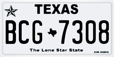 TX license plate BCG7308