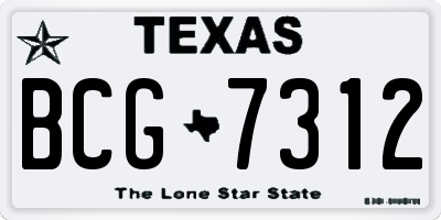 TX license plate BCG7312