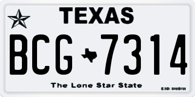 TX license plate BCG7314