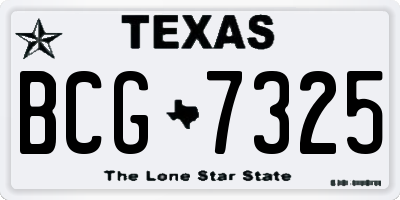 TX license plate BCG7325