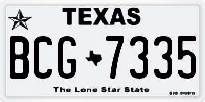 TX license plate BCG7335