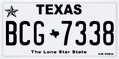 TX license plate BCG7338