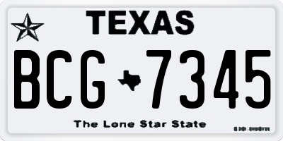 TX license plate BCG7345