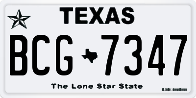 TX license plate BCG7347