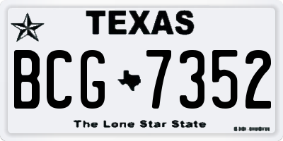 TX license plate BCG7352