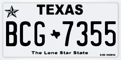 TX license plate BCG7355