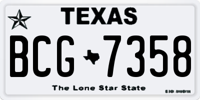 TX license plate BCG7358