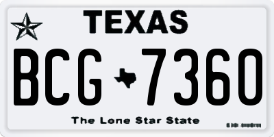 TX license plate BCG7360