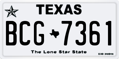 TX license plate BCG7361