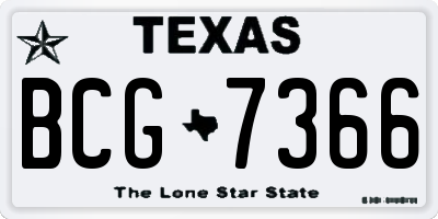 TX license plate BCG7366