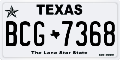 TX license plate BCG7368