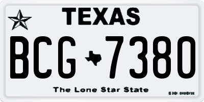 TX license plate BCG7380
