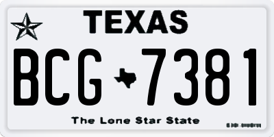 TX license plate BCG7381