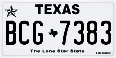 TX license plate BCG7383