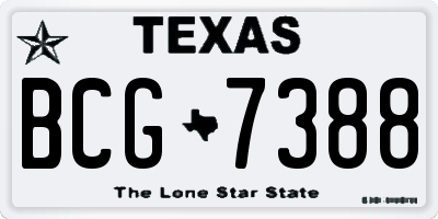 TX license plate BCG7388