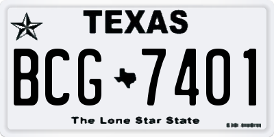 TX license plate BCG7401