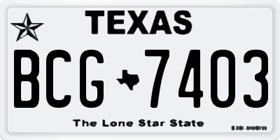 TX license plate BCG7403