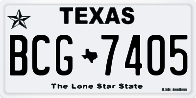 TX license plate BCG7405