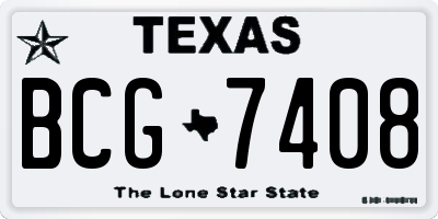 TX license plate BCG7408