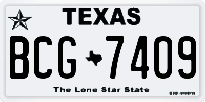 TX license plate BCG7409