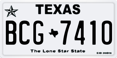 TX license plate BCG7410