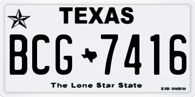 TX license plate BCG7416