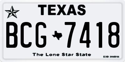 TX license plate BCG7418