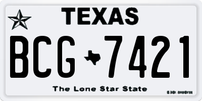 TX license plate BCG7421