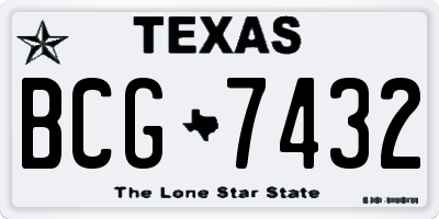 TX license plate BCG7432