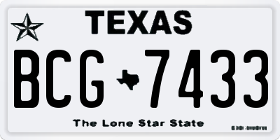 TX license plate BCG7433