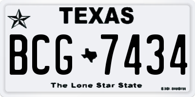 TX license plate BCG7434