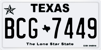 TX license plate BCG7449