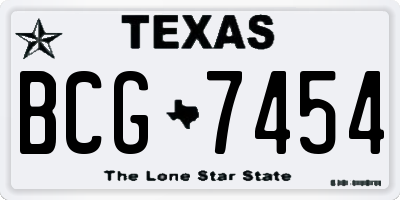 TX license plate BCG7454