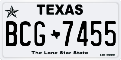 TX license plate BCG7455