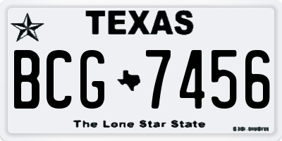 TX license plate BCG7456