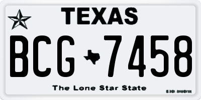 TX license plate BCG7458