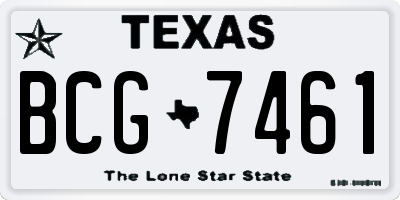 TX license plate BCG7461